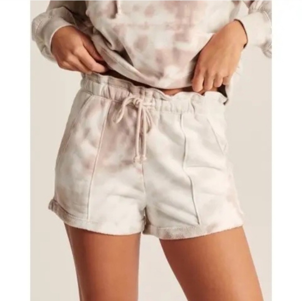 Abercrombie & Fitch Pink And Cream Tie-Dye Athletic Shorts